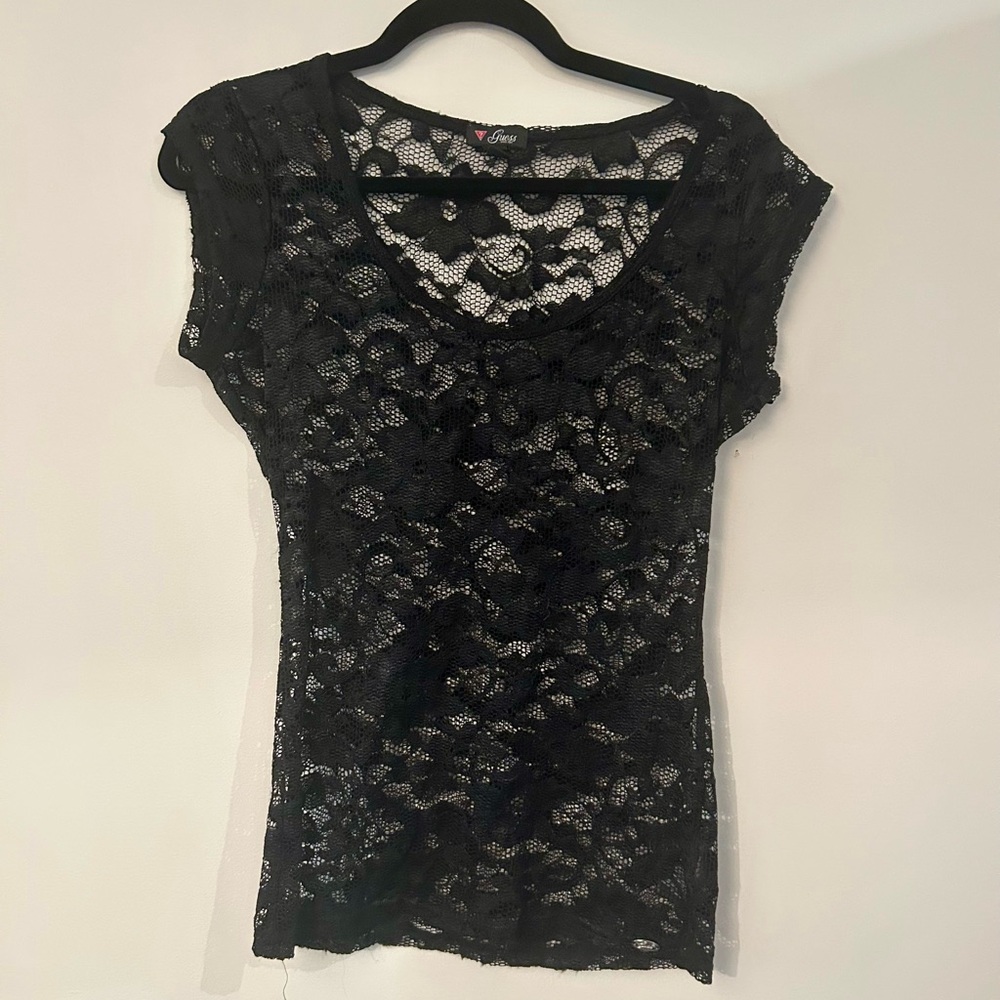 Guess Black Lace Top